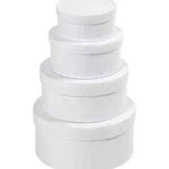 Runda Pappaskar, stl. 8x4 + 10x5 + 12x6 + 14x7 cm, vit, 4 st./ 1 set