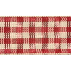 Rutigt band, B: 20 mm, gml. röd/vit, 25 m/ 1 rl.