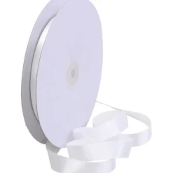 Satinband, B: 15 mm, vit, 50 m/ 1 rl.
