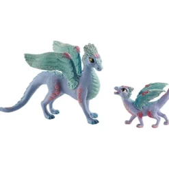 Schleich Älvor och féer, Blomsterdrake, mamma och unge, H: 6-10, L: 7-14 cm, 1 st.