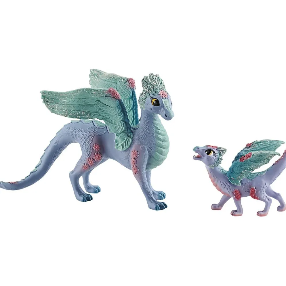 Schleich Älvor och féer, Blomsterdrake, mamma och unge, H: 6-10, L: 7-14 cm, 1 st.