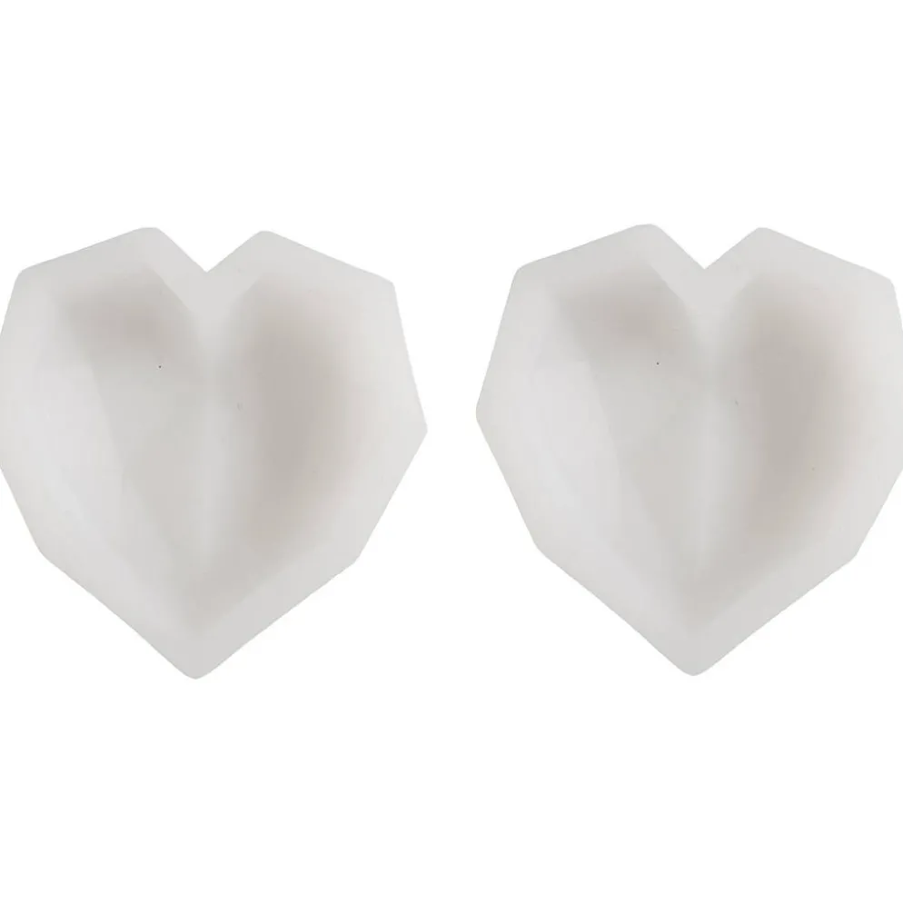 Silikonform, Fasetterat hjärta, H: 2 cm, L: 6 cm, B: 5,8 cm, 2 st./ 1 förp.