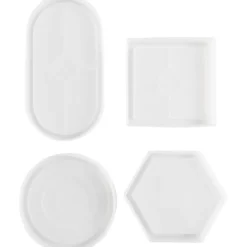 Silikonform, Fyrkantig, rund, sexkantig och oval, H: 1-1,5 cm, Dia. 9-11,2 cm, 4 st./ 1 förp.