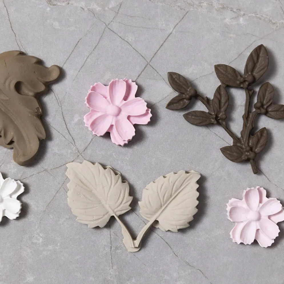 Silikonform, Löv och blommor, H: 0,5 cm, L: 1,8-4,5 cm, 4 st./ 1 st.