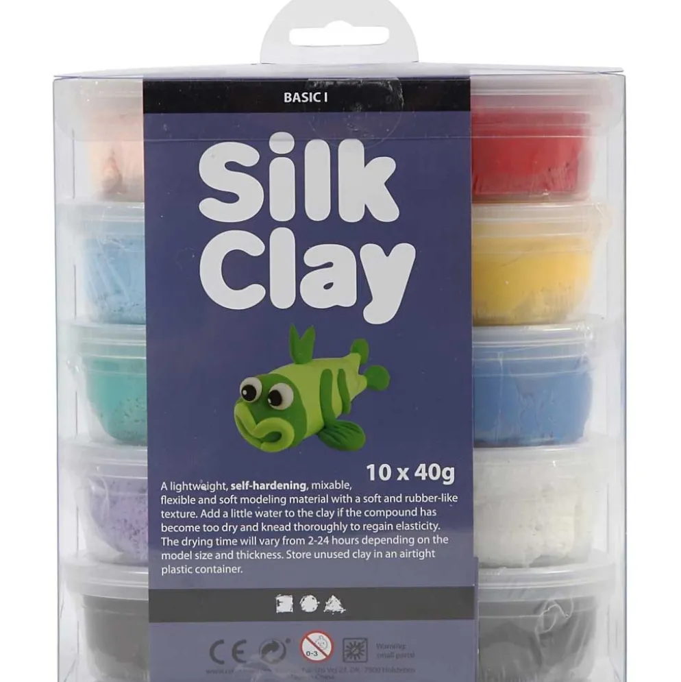 Silk Clay®, Basic 1, mixade färger, 10x40 g/ 1 förp.