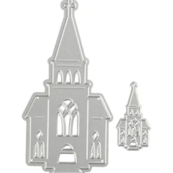 Skär och prägelschablon, kyrkor, stl. 46x91+18x35 mm, 1 st.