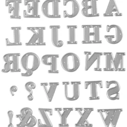 Skärschablon, alfabet, stl. 2x1,5-2,5 cm, 1 st.