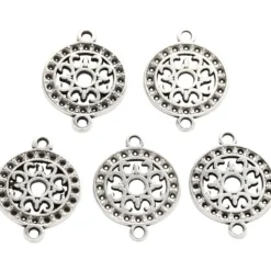 Smyckeberlock, Dia. 14 mm, Hålstl. 1,2 mm, försilvrad, 5 st./ 1 förp.
