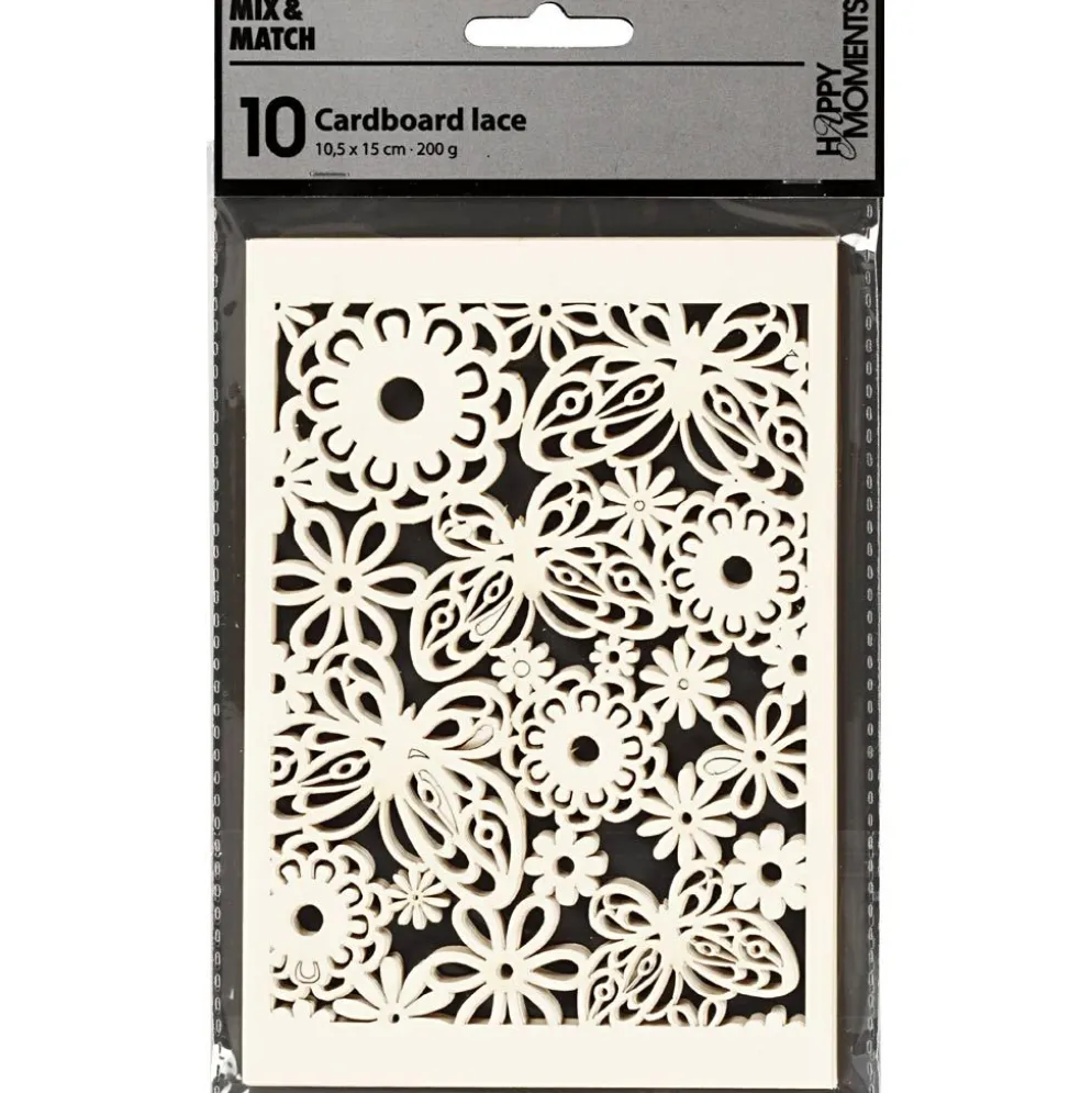 Spetskartong, ark 10,5x15 cm, 200 g, råvit, 10 st./ 1 förp.
