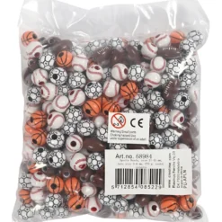 Sportpärlor, stl. 11-15 mm, Hålstl. 3-4 mm, ca. 220 st., mixade färger, 270 g/ 1 förp.