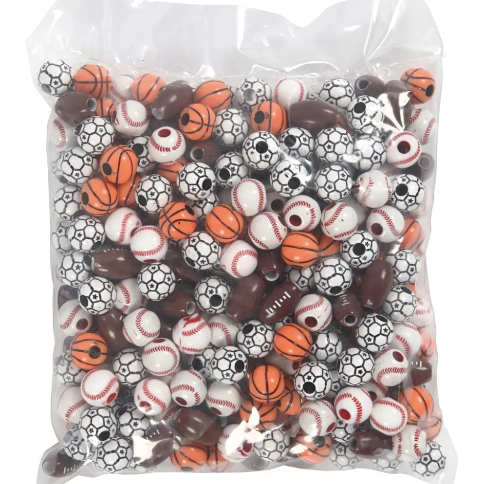 Sportpärlor, stl. 11-15 mm, Hålstl. 3-4 mm, ca. 220 st., mixade färger, 270 g/ 1 förp.