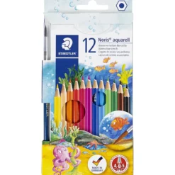 STAEDTLER Noris akvarellfärgblyertspennor, tunt, mixade färger, 12 st./ 1 förp.