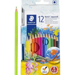 STAEDTLER Noris akvarellfärgblyertspennor, tunt, mixade färger, 12 st./ 1 förp.