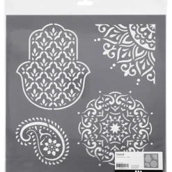 Stencil, etniska motiv, stl. 30,5x30,5 cm, tjocklek 0,31 mm, 1 ark