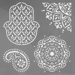 Stencil, etniska motiv, stl. 30,5x30,5 cm, tjocklek 0,31 mm, 1 ark