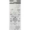 Stickers, hjärtan, ark 10x24 cm, ca. 25 st., silver, 1 ark
