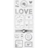Stickers, love, ark 10x24 cm, ca. 14 st., silver, 1 ark