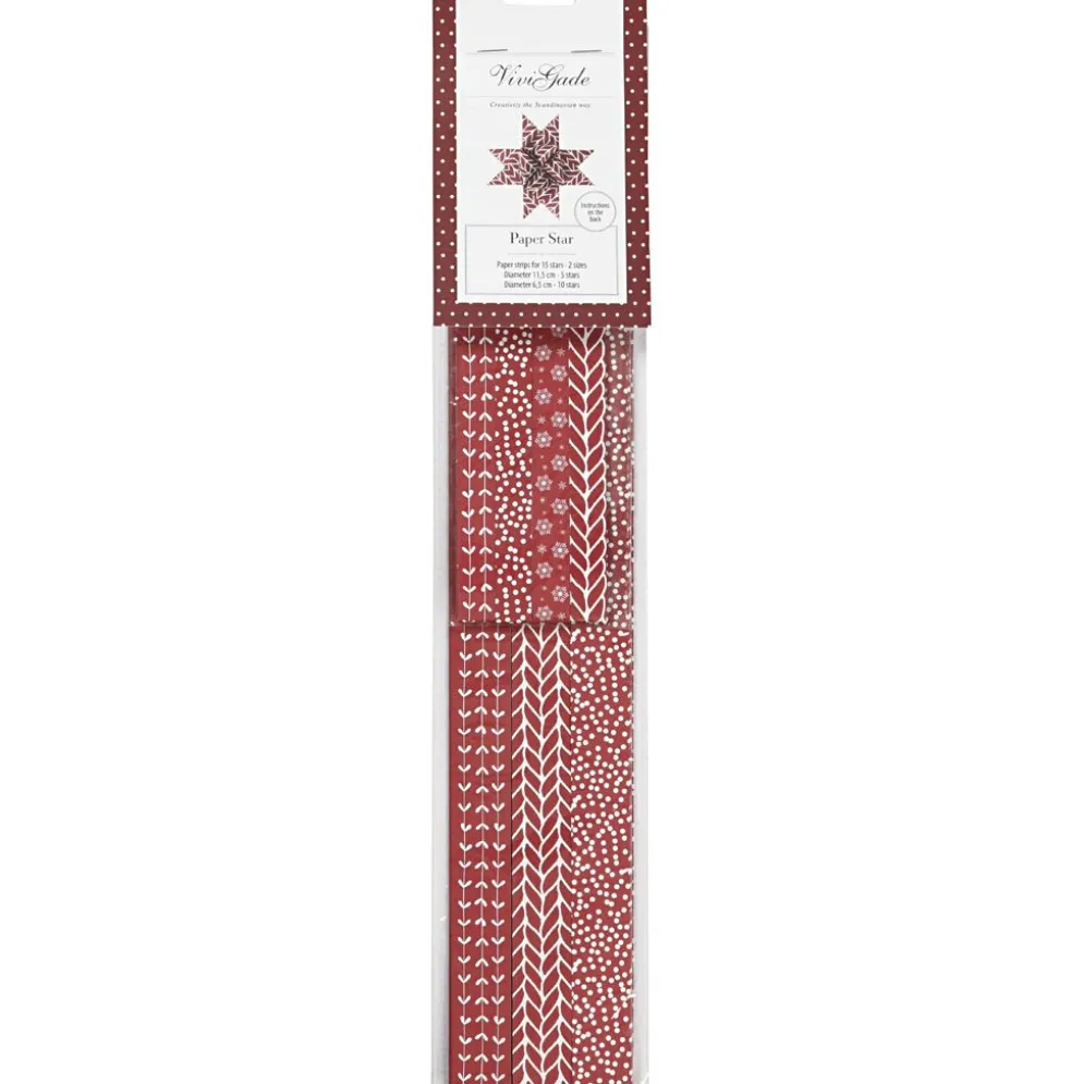 Stjärnstrimlor, L: 44+78 cm, Dia. 6,5+11,5 cm, B: 15+25 mm, röd, vit, 60 strimlor/ 1 förp.