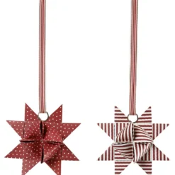 Stjärnstrimlor, L: 44+78 cm, Dia. 6,5+11,5 cm, B: 15+25 mm, röd, vit, 60 strimlor/ 1 förp.