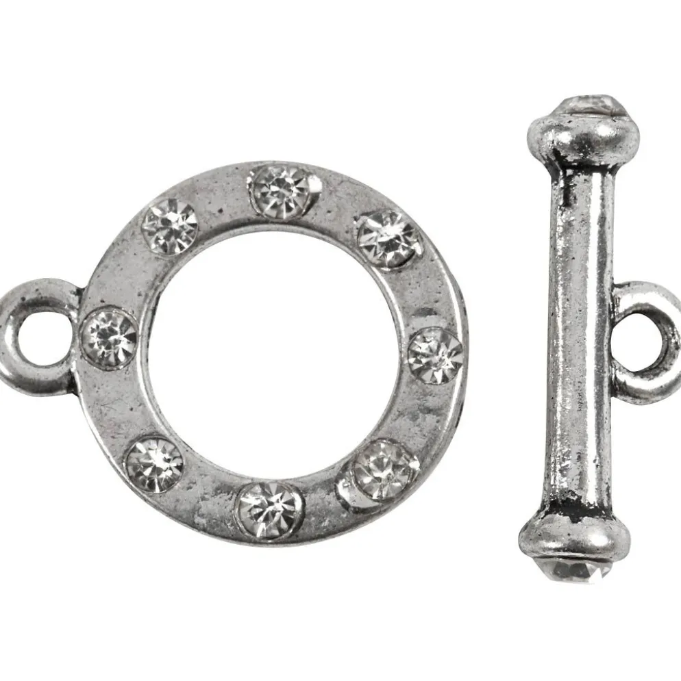 Stånglås, L: 17 mm, Dia. 20 mm, Hålstl. 2 mm, antiksilver, 1 set