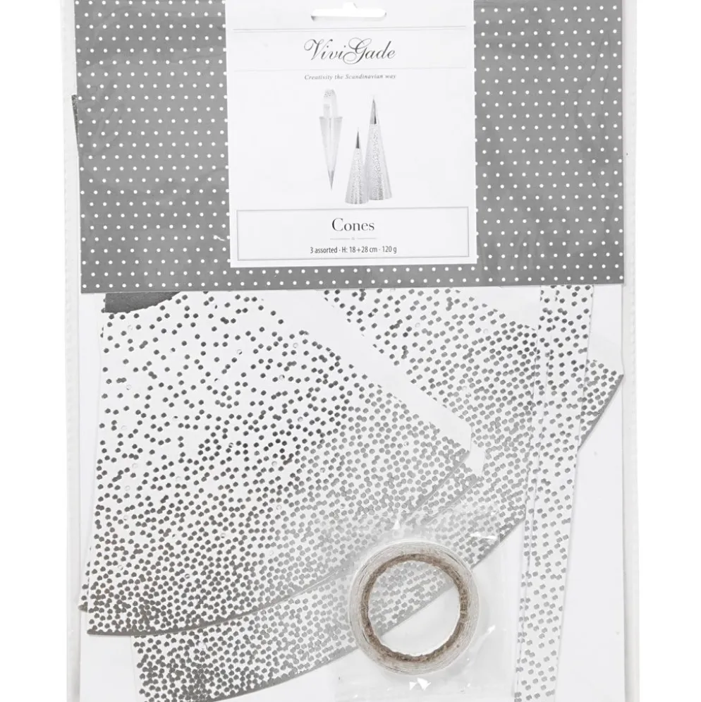 Strutar, H: 18+28 cm, 120 g, silver, vit, 3 st./ 1 förp.