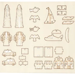 Sätt-ihop-själv träfigurer, vardag, L: 15,5 cm, B: 17 cm, tjocklek 3 mm, 1 förp.