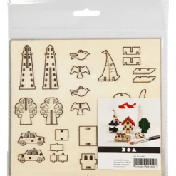 Sätt-ihop-själv träfigurer, vardag, L: 15,5 cm, B: 17 cm, tjocklek 3 mm, 1 förp.