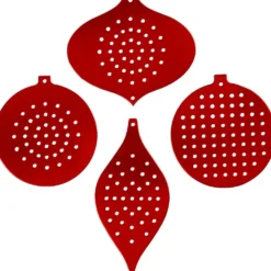 Sykartong, julornament, H: 8,5-12 cm, Hålstl. 3 mm, metallicröd, 8 st./ 1 förp.