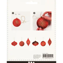 Sykartong, julornament, H: 8,5-12 cm, Hålstl. 3 mm, metallicröd, 8 st./ 1 förp.