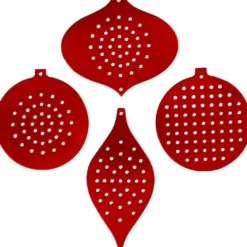 Sykartong, julornament, H: 8,5-12 cm, Hålstl. 3 mm, metallicröd, 8 st./ 1 förp.