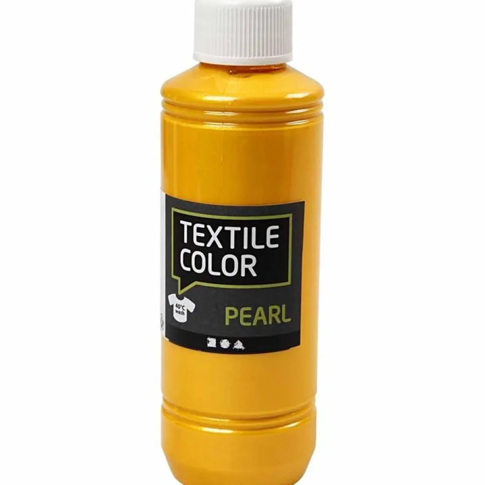 Textilfärg, pärlemor, gul, 250 ml/ 1 flaska
