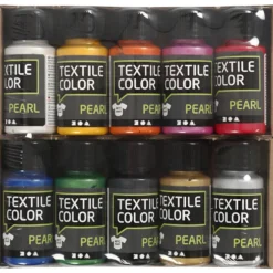Textilfärg, pärlemor, mixade färger, 10x50 ml/ 1 förp.