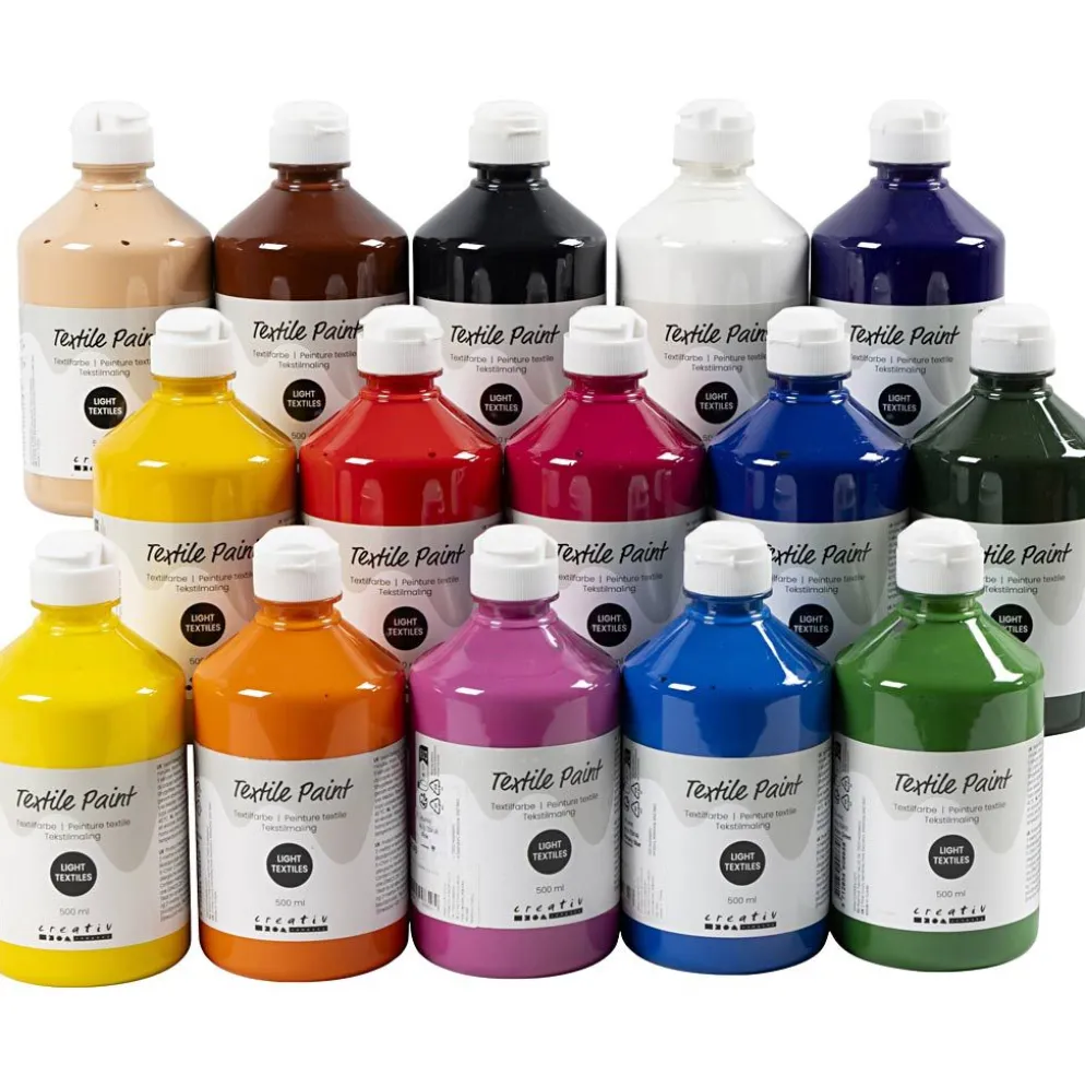 Textilfärg, semi opaque, mixade färger, 15x500 ml/ 1 förp.