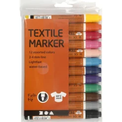 Textilpennor, spets 2-4 mm, mixade färger, 12 st./ 1 förp.