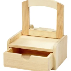 Träbyrå med spegel, stl. 12x10x6,5 cm, 1 st.