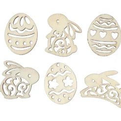 Trädekorationer, Påskägg och harar, H: 40 mm, tjocklek 3 mm, 24 st./ 1 förp.