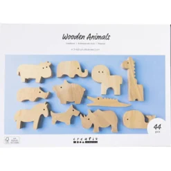 Trädjur, Bondgård och safari, H: 3-14,5 cm, tjocklek 2 cm, 44 st./ 1 förp.