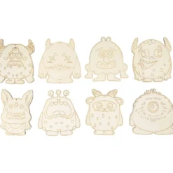 Träfigurer, Monster, H: 12,4 cm, tjocklek 3 mm, 24 st./ 1 förp.