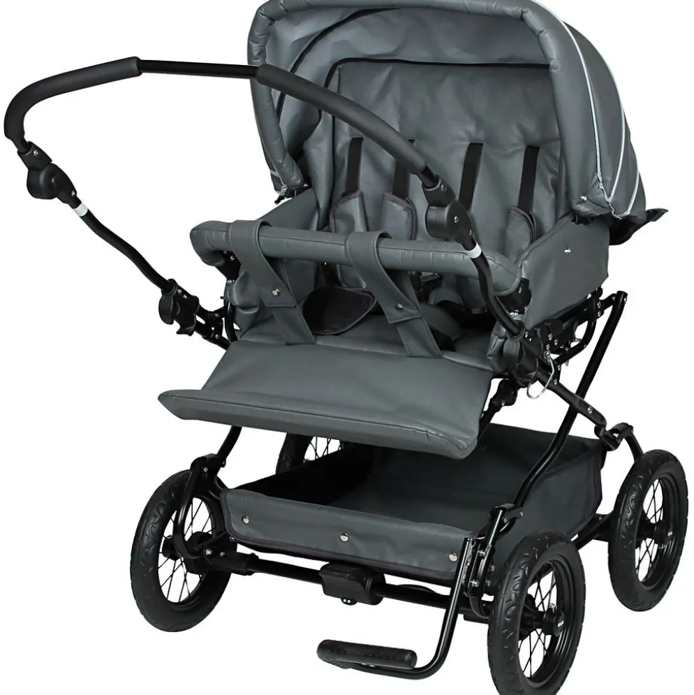 TRILLE Twister tvillingsittvagn, stl. 118x78 cm, grå, 1 st.