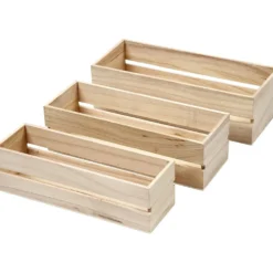 Trälådor, H: 6,5+7+7,5 cm, L: 22+23,5+25 cm, B: 7+8,5+10 cm, 3 st./ 1 set