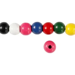 Träpärlor, Dia. 10 mm, Hålstl. 3 mm, ca. 70 mix., mixade färger, 20 g/ 1 förp.