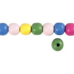 Träpärlor, Dia. 10 mm, Hålstl. 2,5-3 mm, ca. 70 mix., mixade färger, 22 g/ 1 förp.
