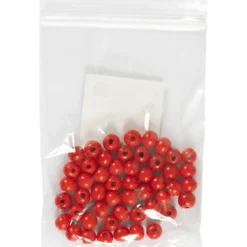 Träpärlor, Dia. 8 mm, Hålstl. 2 mm, röd, 50 st./ 1 förp.