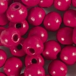 Träpärlor, Dia. 10 mm, Hålstl. 3 mm, rosa, 175 st., 50 g/ 1 förp.