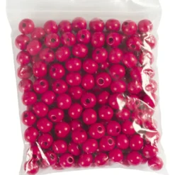 Träpärlor, Dia. 10 mm, Hålstl. 3 mm, rosa, 175 st., 50 g/ 1 förp.