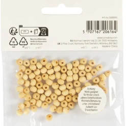 Träpärlor, Dia. 5 mm, Hålstl. 1,5 mm, 100 st./ 1 förp.