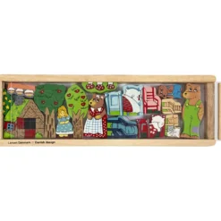 Träpussel och bordsteater, stl. 40x12,9x3 cm, 16 brickor, 1 st.