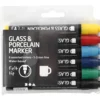 Tuschpennor för Glas och Porslin, spets 1-3 mm, semi opaque, 6 st./ 1 förp.