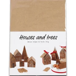Utstansade hus och träd, H: 5,7-10 Cm cm, 1 set