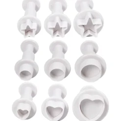 Utsticksform med prägel, stjärna, cirkel, hjärta, Dia. 1,1-3, vit, 9 st./ 1 förp.